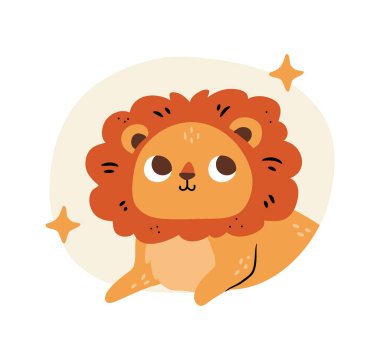 Leo astroloji, sevimli hayvanın yıldız falına işaret ediyor. Düz stil vektörü, astrolojik toprak elementi sembolü, yıldızlarla parlayan izole edilmiş hayvan karakteri aslanı. Ağustos 'ta doğan insanlar için tahmin