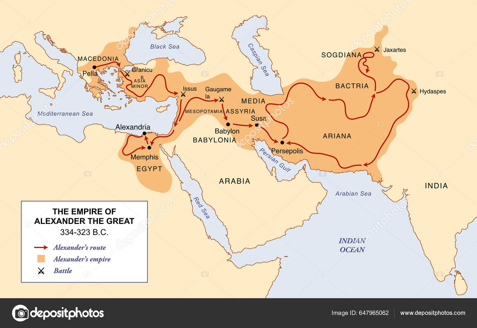 Empire Route Battles Alexander Great Greece India Stock Illustration by  ©dkaramit #647965062