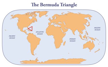 Karayip Denizi 'ndeki Bermuda Şeytan Üçgeni haritası.