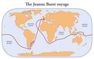 The Jeanne Baret voyage and circumnavigation of the globe clipart
