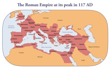 Roma İmparatorluğu 'nun en yüksek bölgesinin haritası.