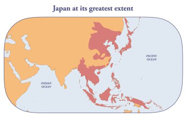 Japonya bugün ve 1942 'de en büyük ölçüde.