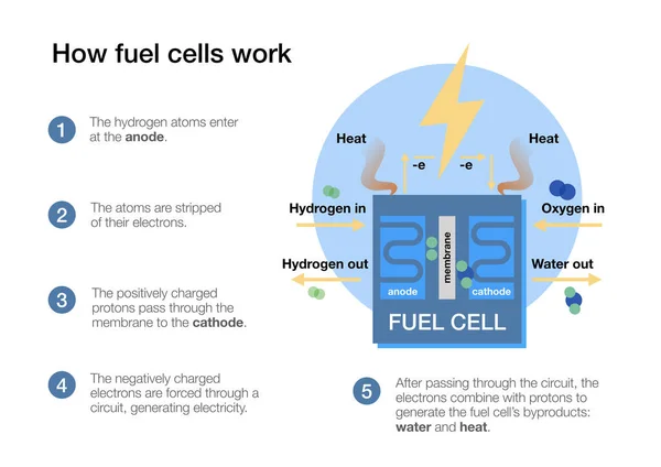 Come Funzionano Celle Combustibile Produrre Elettricità Idrogeno Aria — Foto Stock