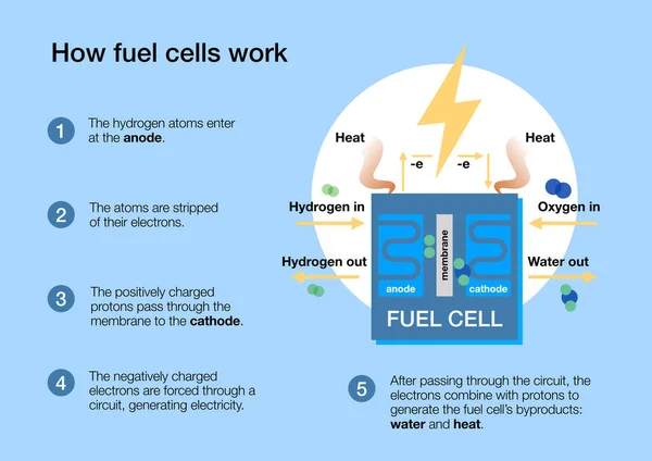 Hur Bränsleceller Arbetar För Att Producera Från Väte Och Luft — Stockfoto