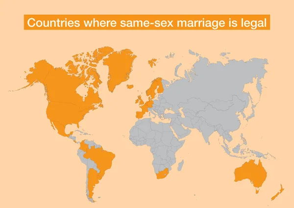 Mapa Świata Krajami Których Małżeństwa Osób Tej Samej Płci Legalne — Zdjęcie stockowe