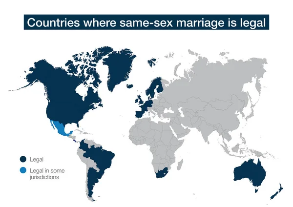 Mapa Świata Krajami Których Małżeństwa Osób Tej Samej Płci Legalne — Zdjęcie stockowe
