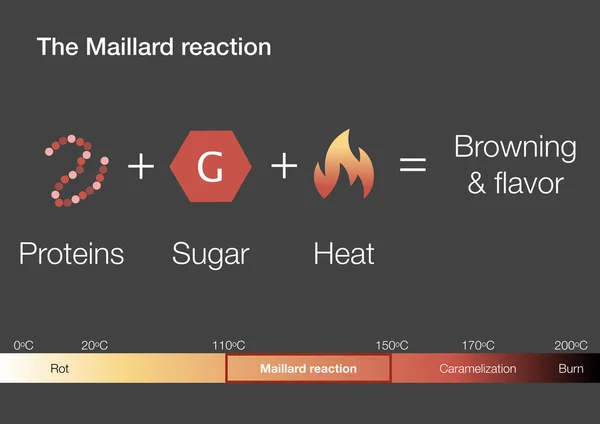 Förklaring Till Maillards Kemiska Reaktion Vid Matlagning — Stockfoto