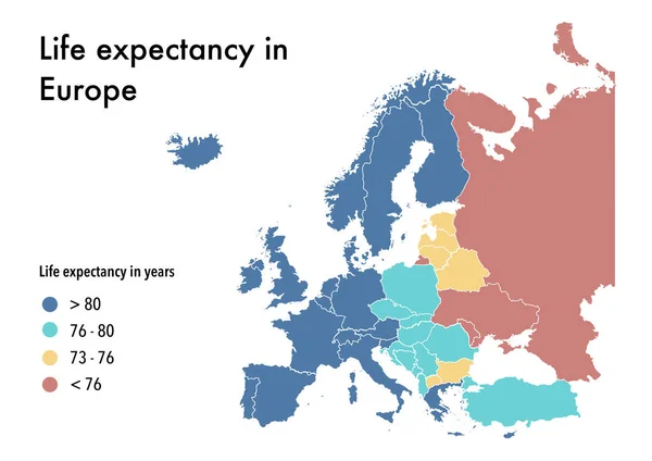Mapa Expectativa Vida Europa Por País — Fotografia de Stock