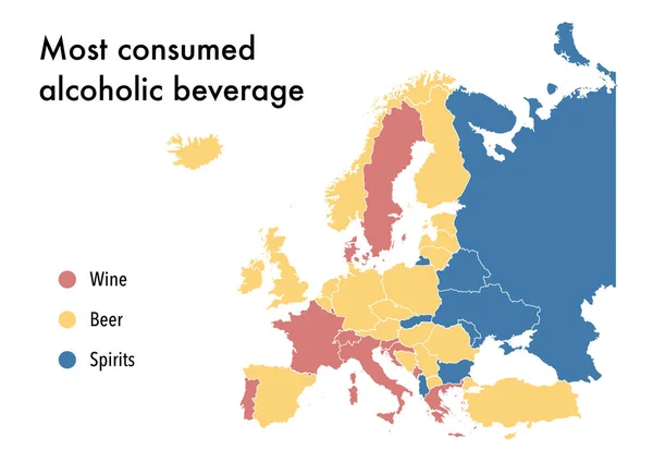 Most Consumed Alcoholic Beverage Europe Country — Stock Photo, Image
