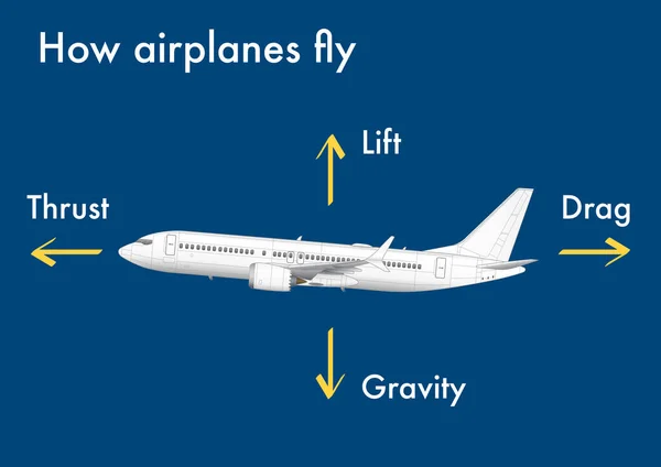 Infographic Waarin Wordt Uitgelegd Hoe Vliegtuigen Lift Vliegen Genereren — Stockfoto