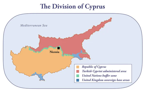 Карта Разделением Острова Кипр — стоковое фото
