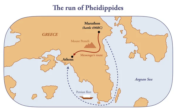 Carrera Pheidippides Atenas Mapa — Foto de Stock