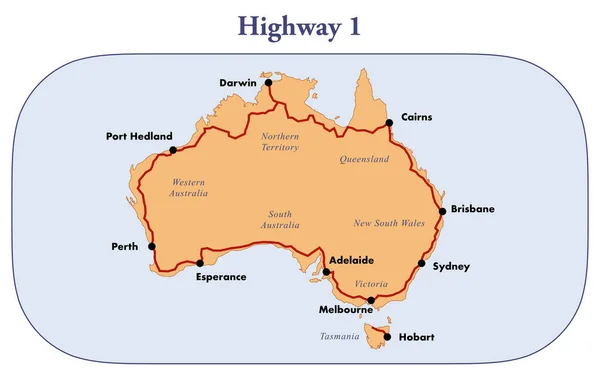 Χάρτης Διαδρομής Του Αυτοκινητόδρομου Στην Αυστραλία — Φωτογραφία Αρχείου