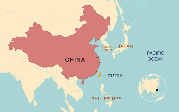Карта Территориального Спора Между Китаем Тайванем — стоковое фото