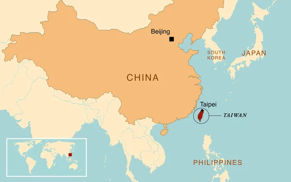 Mapa Disputa Territorial Entre China Taiwan — Fotografia de Stock