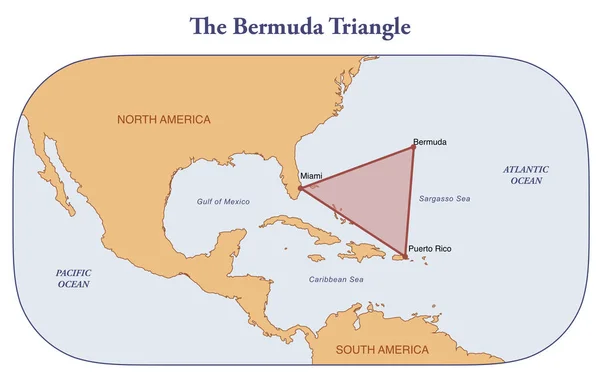 Karayip Denizi Ndeki Bermuda Şeytan Üçgeni Haritası — Stok fotoğraf