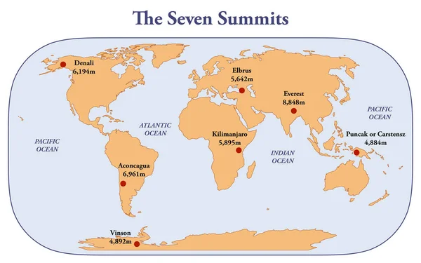 Las Siete Cumbres Las Montañas Más Altas Cada Uno Los — Foto de Stock