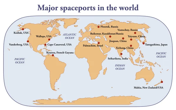 Die Wichtigsten Weltraumbahnhöfe Der Welt — Stockfoto