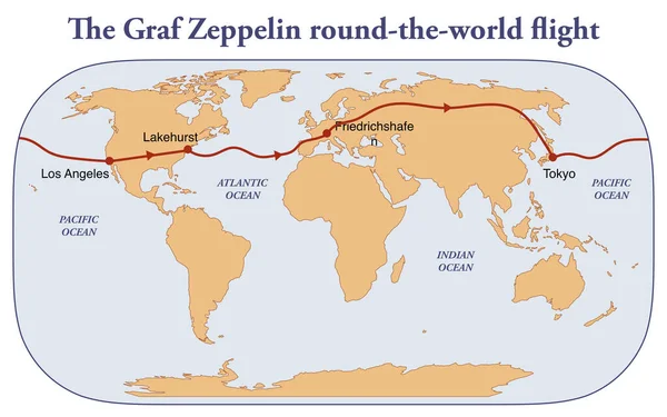 Graf Zeppelin Térképe Világjáraton — Stock Fotó