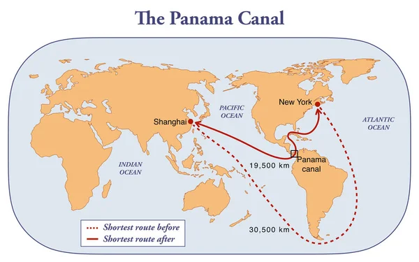 巴拿马运河和距离对航线有利 — 图库照片