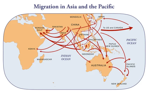 Mapa Migracją Azji Pacyfiku — Zdjęcie stockowe