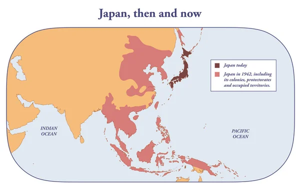 Giappone Oggi Nella Sua Massima Estensione Nel 1942 — Foto Stock