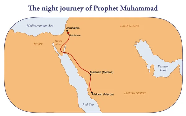 Isra Die Nächtliche Reise Des Propheten Mohammed Von Mekka Nach — Stockfoto