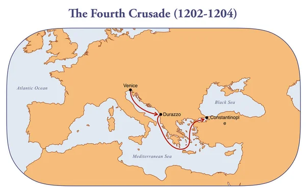 第四十字军东征路线图 — 图库照片