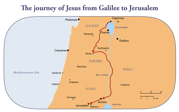 Journey Jesus Christ Galilee Jerusalem — Stock Photo, Image
