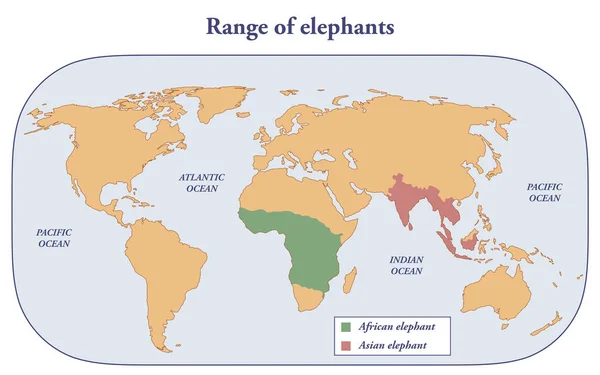 Mapa Alcance Moderno Elefantes Mundo — Fotografia de Stock