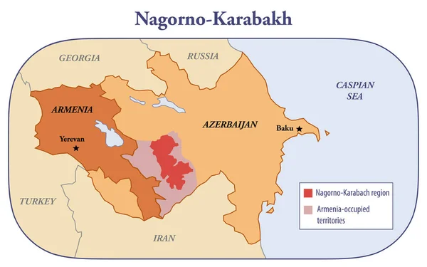 Απεικόνιση Χάρτη Της Περιοχής Του Ναγκόρνο Καραμπάχ Μεταξύ Αρμενίας Και — Φωτογραφία Αρχείου