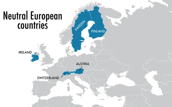 Hiçbir Askeri Ittifaka Katılmayan Tarafsız Avrupa Ülkelerinin Haritası — Stok fotoğraf