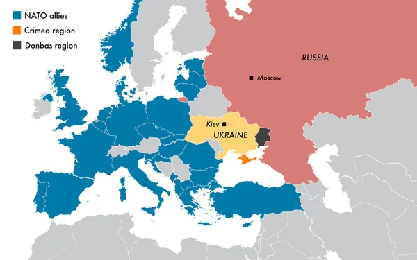 Mapa Con Disputa Entre Ucrania Rusia Para Las Regiones Crimea —  Fotos de Stock