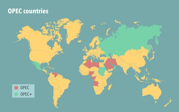 Mapa Com Países Pertencentes Organização Opep — Fotografia de Stock