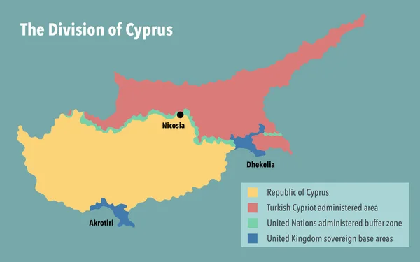 Map Showing Division Cyprus Island — Stock Photo, Image