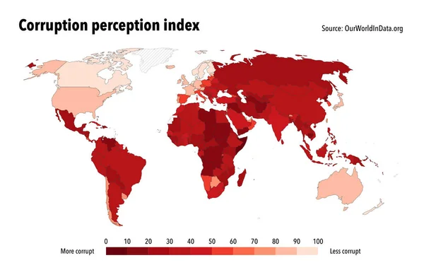 Índice Percepção Corrupção Para Diferentes Países Redor Mundo — Fotografia de Stock