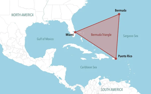 Mappa Del Triangolo Delle Bermuda Nel Mar Dei Caraibi — Foto Stock