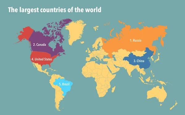 Mapa Největších Zemí Světa Podle Celkové Rozlohy — Stock fotografie