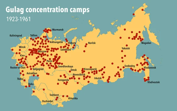 Carte Localisation Des Camps Concentration Goulag Travers Union Soviétique — Photo