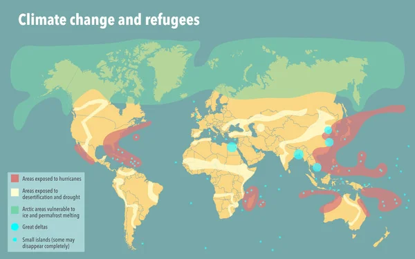 The climate change and environmental refugee world map