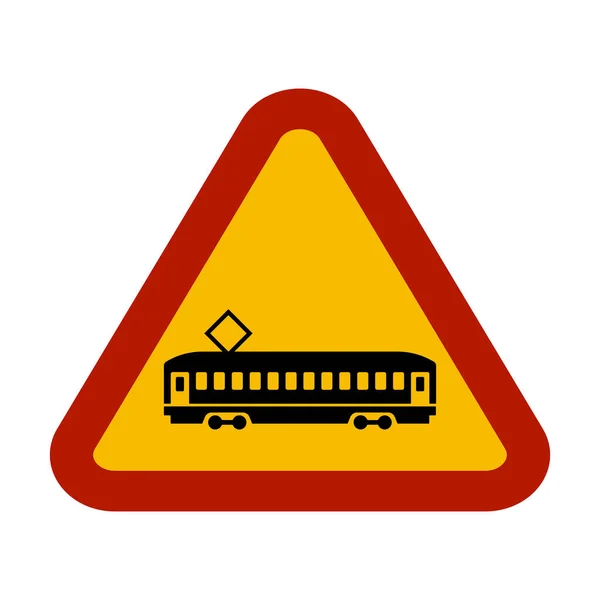 Verkehrszeichen Für Das Überqueren Von Straßenbahnen — Stockfoto