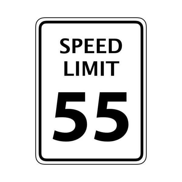 Sign for 55 miles per hour speed limit