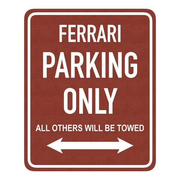 フェラーリ駐車場のみの標識 — ストック写真