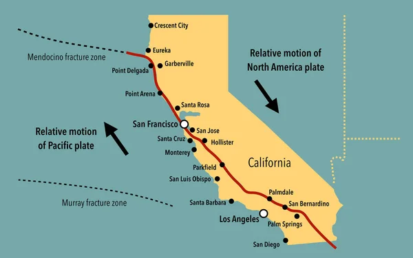 Map San Andreas Fault California — Stock Photo, Image