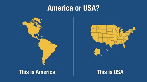 Verwirrung Zwischen Den Begriffen Amerika Und Vereinigte Staaten Für Den — Stockfoto