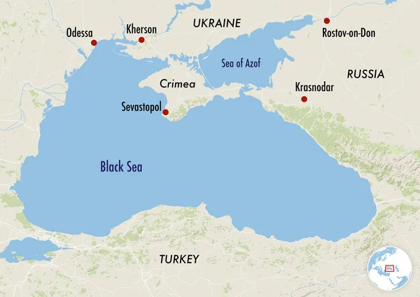 Regione Crimea Ucraina Con Principali Città Paesi Circostanti — Foto Stock
