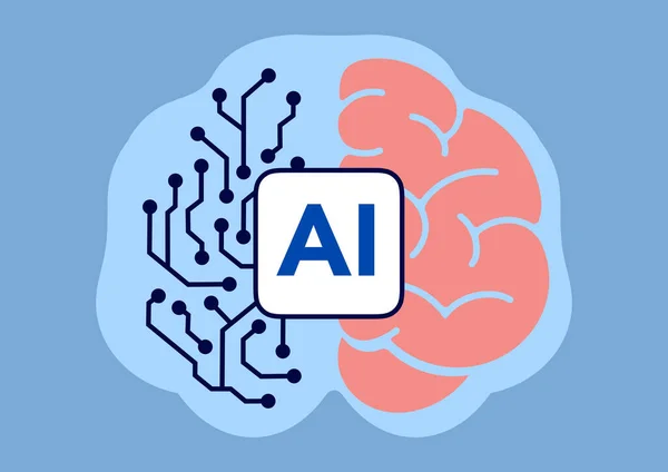 Visualization Human Brain Combined Computer Chip Circuit Illustrate Artificial Intelligence — Stock Photo, Image