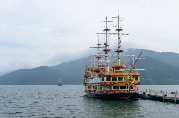 A traditional wooden ship in lake Ashi, Mount Hakone Japan
