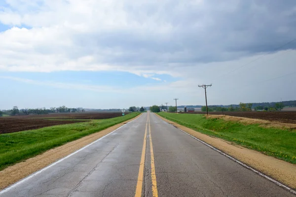 Una Strada Diritta Infinita Iowa Stati Uniti — Foto Stock