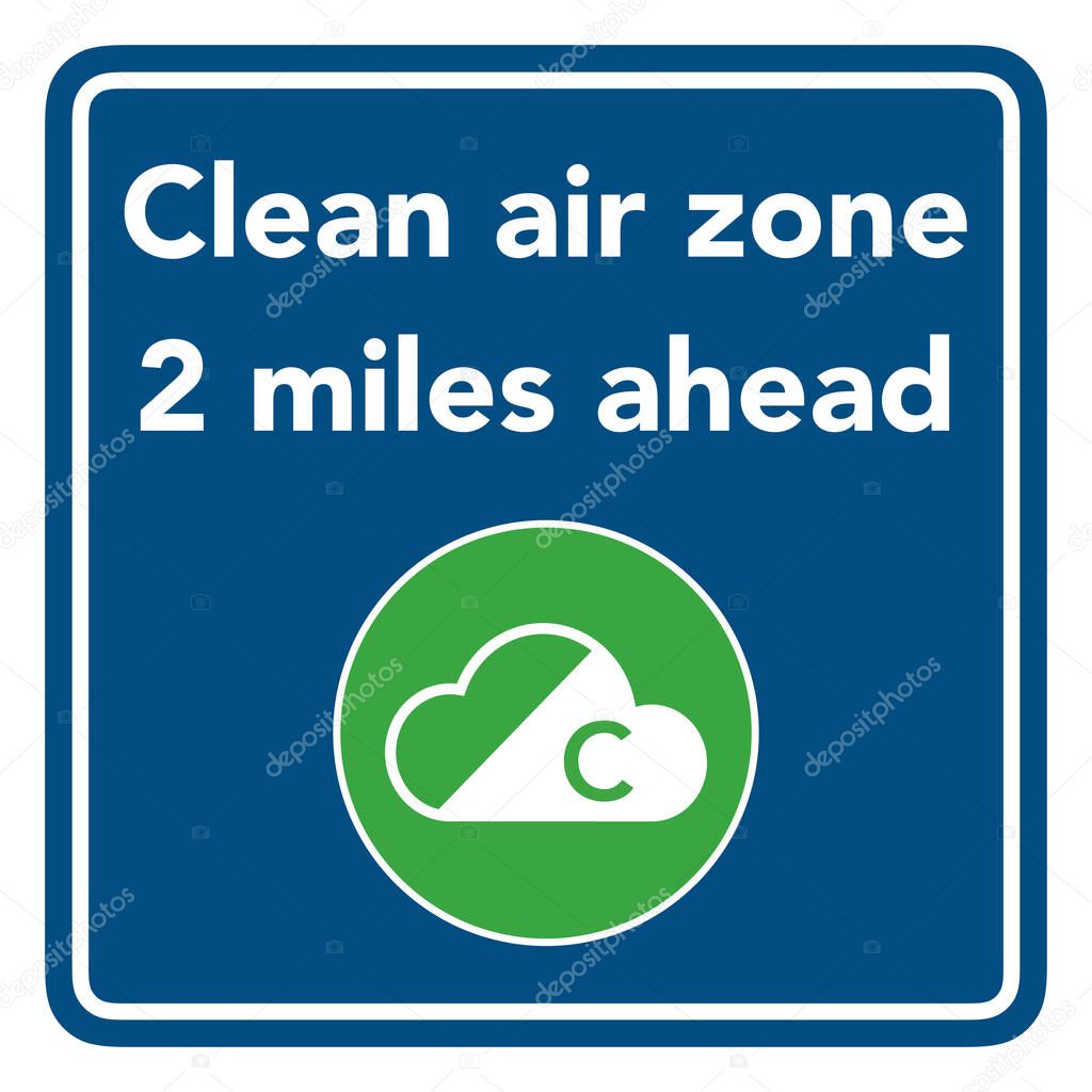 Traffic sign illustration informing for clean air zone ahead
